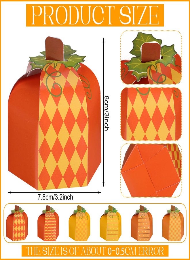 Cholemy 30 Pcs Thanksgiving Fall Treat Boxes Pumpkin Shape Gift Box for Candy Cookie Fall Treat Boxes Containers for Autumn Harvest Thanksgiving Party Favor Decoration, 6 Designs (Classic) - Image 2